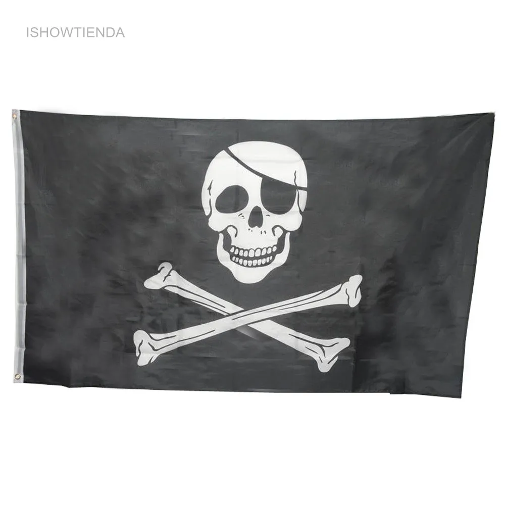 

Boys Girls Home Decor Party Supplies Skull Bones Grommets Decor Jolly Roger Banners Skull Crossbones Pirate Flags Kids Gift Toys