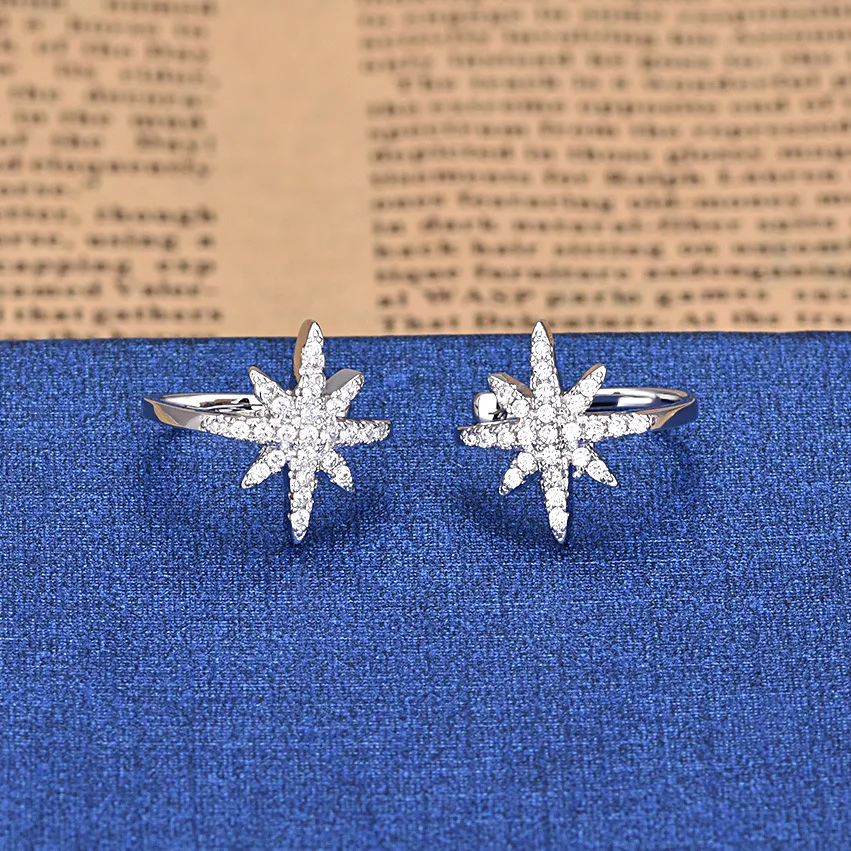 

Fashion Pop Star Simple Snowflake Earrings Unique Micro-inlaid AAA Zircon Earring For Women ZK40