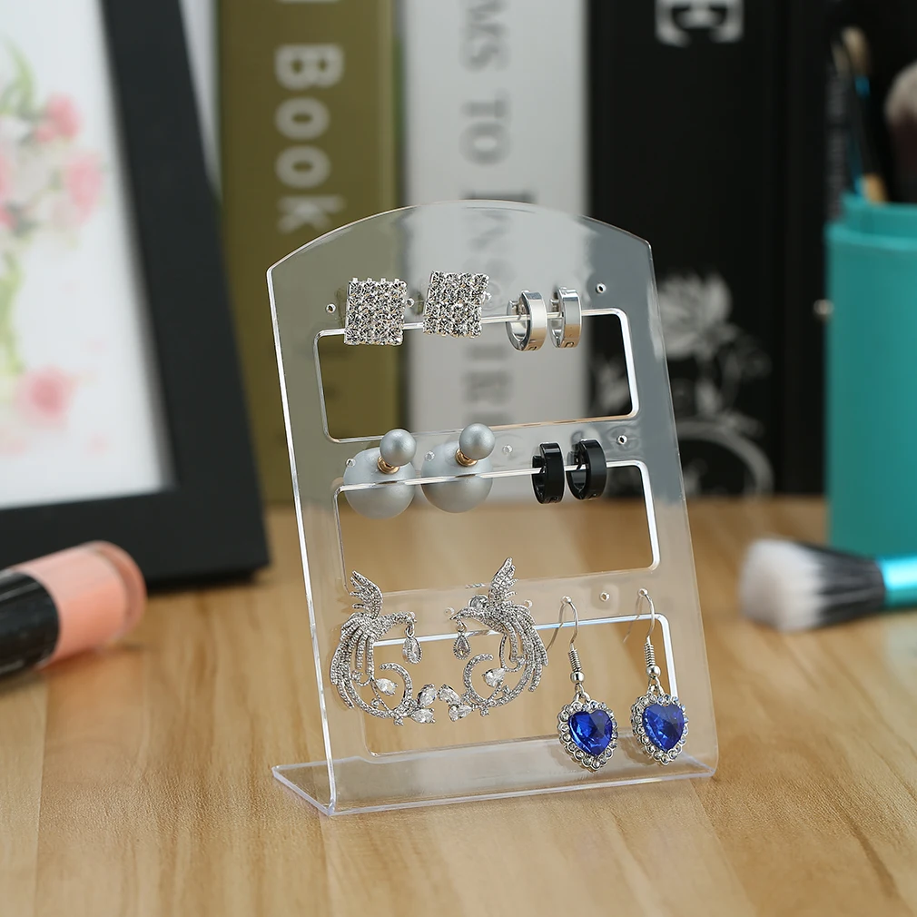 24 Holes Clear Earring Show Plastic Display Rack Stand Jewelry Organizer Holder Jewelry Storage Rack