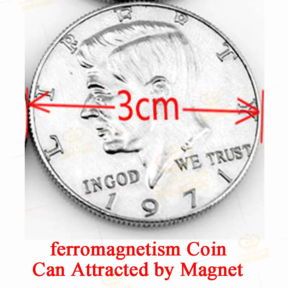 

1pcs Half Dollar Ferromagnetism Coin Magic Tricks Can Attracted by Magnet