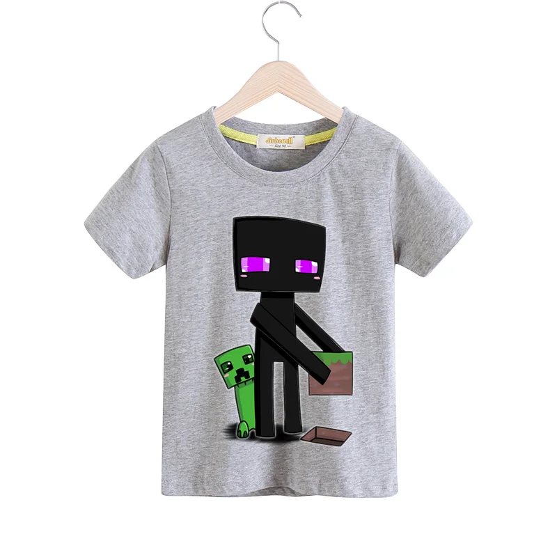 Детские 3D Minecraft футболки верхняя одежда для мальчика летняя девочек короткая