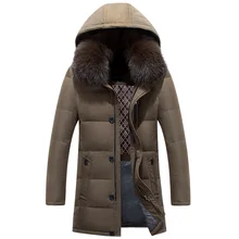 Мужской длинный пуховик с шерстяным воротником Зимние куртки Мужская теплая хлопковая одежда 99,99