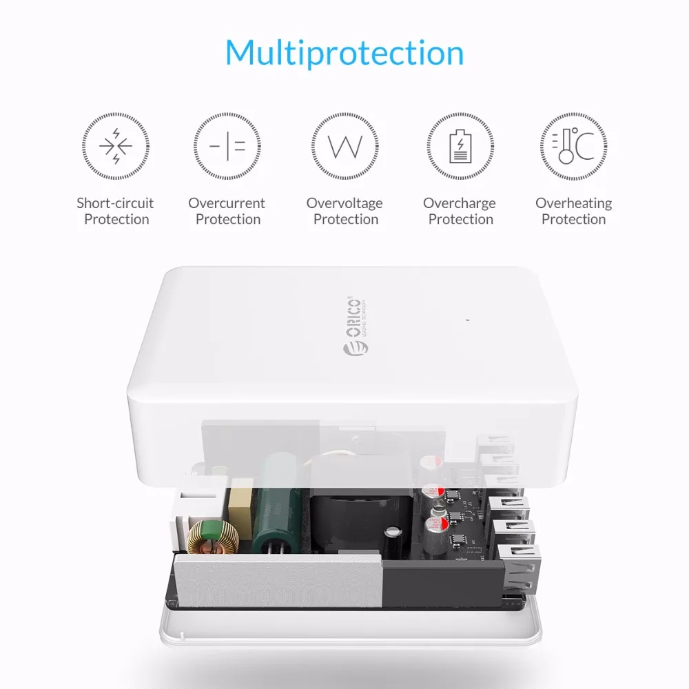  ORICO Universal USB Ladegerät 6 Port Smart Ladegerät 5V2. 4A Max Ausgang 50W Handy Desktop Ladegerä