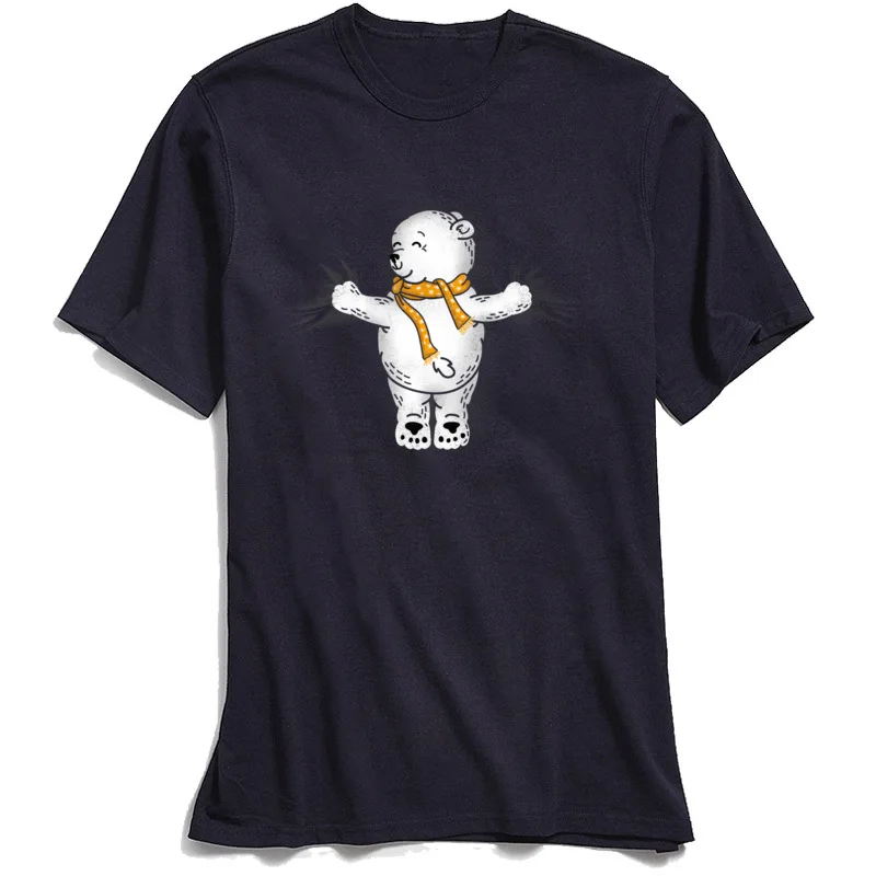 Polar Bear Hug Round Neck T-Shirt Summer Fall Classic Tops Tees Short Sleeve 2018 Fashion 100% Cotton Fabric Tops & Tees Men Polar Bear Hug navy