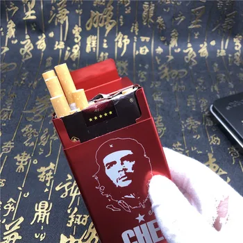 

DIY Che Guevara Cigarette Case Laser Engraved Metal Cigarette Boxes Men Pocket Smoking Automatic Boxes Red Black Golden Blue