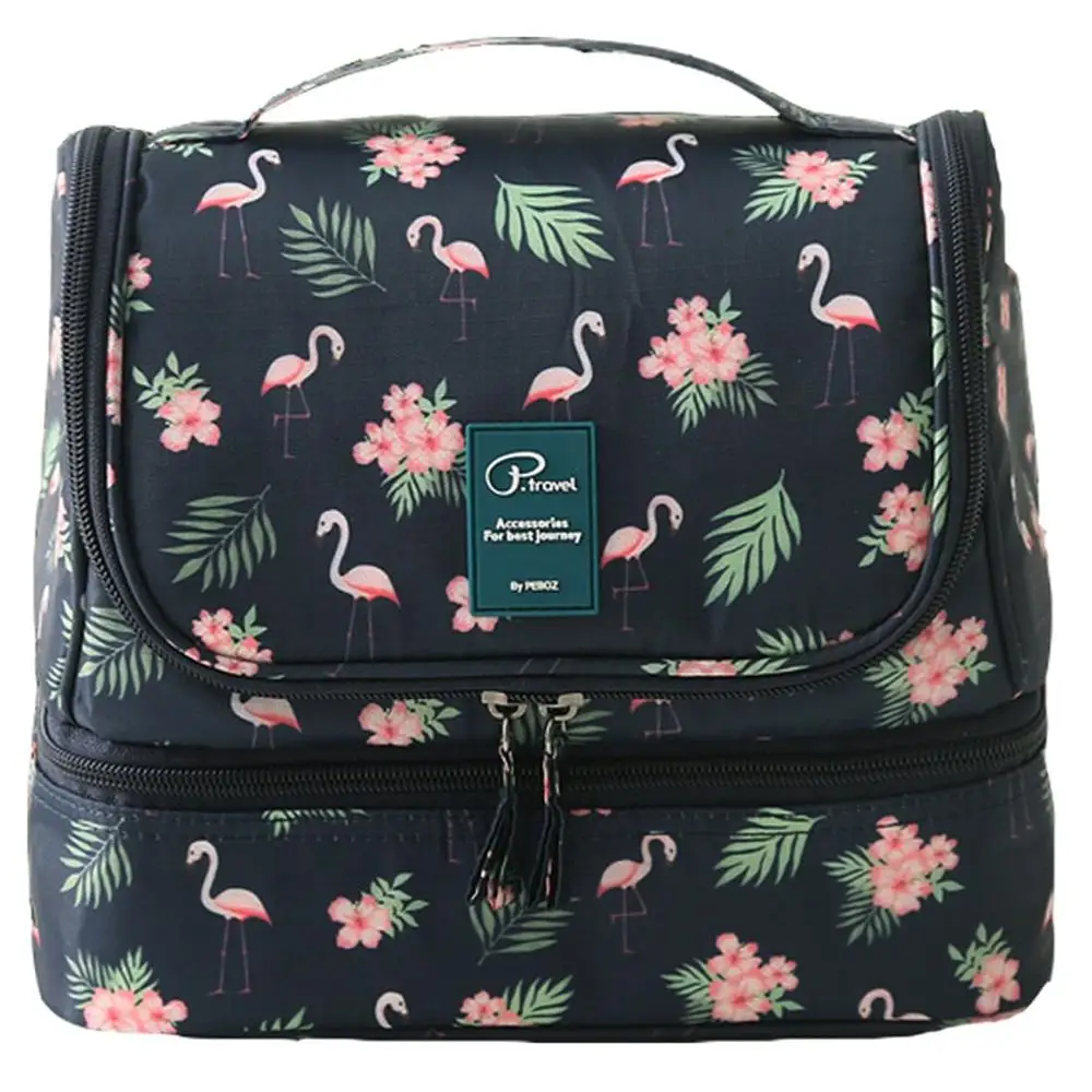 

Flamingo Large Cosmetic Bag Travel Hanging Toiletry Bag for Women Girl Waterproof Bathroom Wash Bag Travel Organizer Makeup Bags