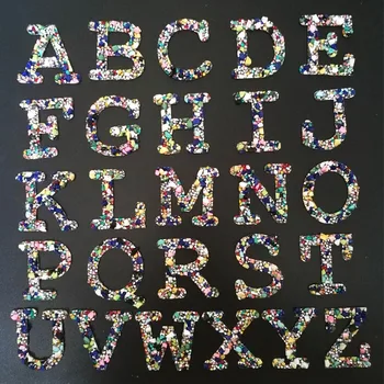 

Fashion 5cm Color Stone Rhinestone English Letters Iron on Patches for Clothes Stripes on Clothes Applique DIY Handwork Sticker