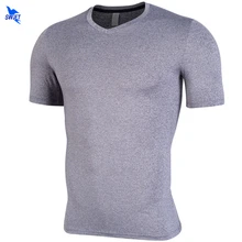 Быстросохнущая Компрессионные Мужские футболки с коротким рукавом беговая рубашка фитнес-плотно Футбольная Футболка Спортзал Бодибилдинг тренировочная спортивная одежда