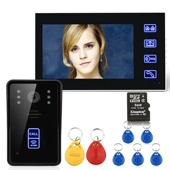 

7" Recording RFID Video Door Phone Intercom Doorbell With 8G TF Card Night Vision Security CCTV Camera