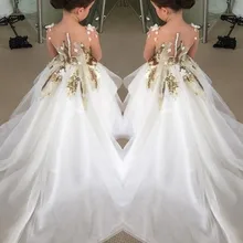 Модное бальное платье из органзы с аппликацией и блестками; Длинные Платья с цветочным узором для девочек для свадебной вечеринки; праздничное платье на заказ