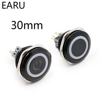 

30mm Alumina Metal Push Button Switch Flat Ring Round Momentary 6 Pin Car Switches Reset Latching Fixation 12V 24V Car Switches