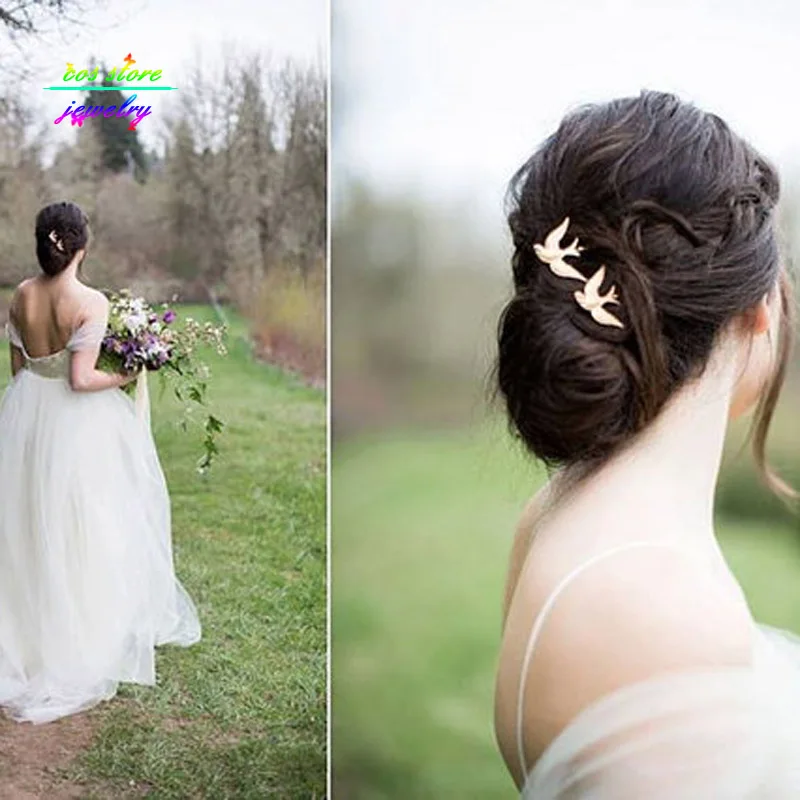 New Charms Vintage Rustic Gold Swallow Bobby Pins Wedding Hair Accessories Bijoux Bridesmaids Bridal Gifts Hair Jewelry - Image 3