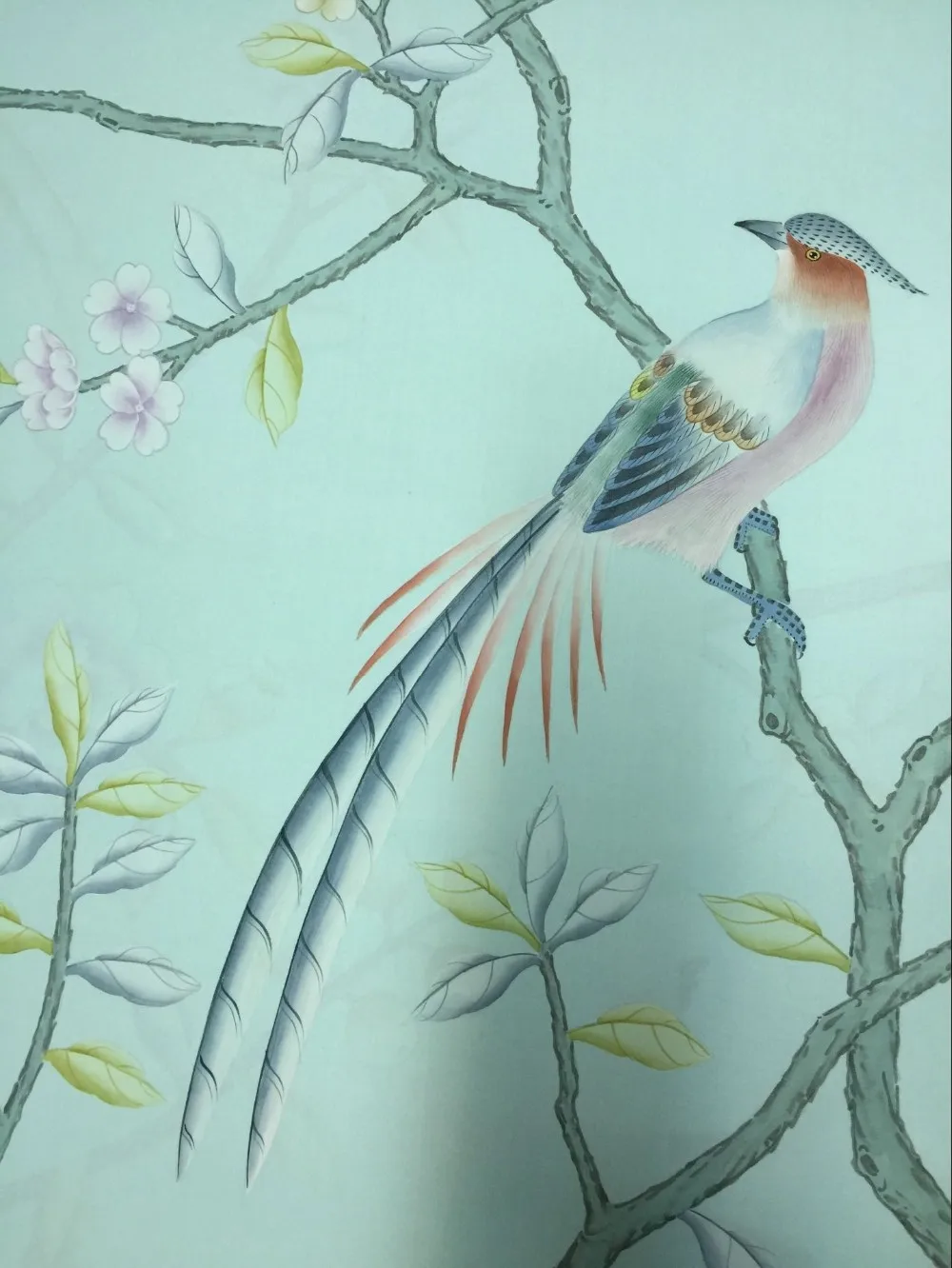 Горячие продажи классический элегантный ручная роспись шелковые обои цветы с птицами обои много искусства и фона опционально