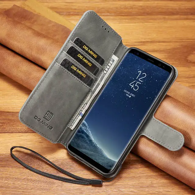 buy High quality Leather Flip Case For Samsung Galaxy S8 S8 Plus bookcase Card Holder Shockproof Wallet Case For Samsung S8 Cover