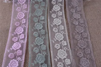 

9yards delicate embroidered flower tulle lace trim for DIY Five colors size:5.5CM