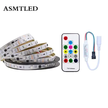 

WS2811 LED Strip DC 12V Black White PCB Smart Addressable Pixel WS2811 IC 30/60 LEDs 5M Strip Light With 17Key RF Controller