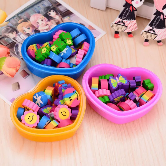 1Set Mini Cute Eraser Kawaii Rainbow Rubber Eraser Lovely Frog