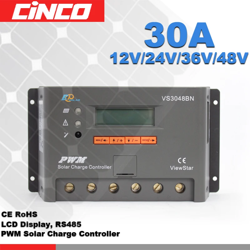 

VS3048BN 30A 12V/24V/36V/48V Solar charge regulator,epsolar solar regulator LCD display with remote control MT50 or PC