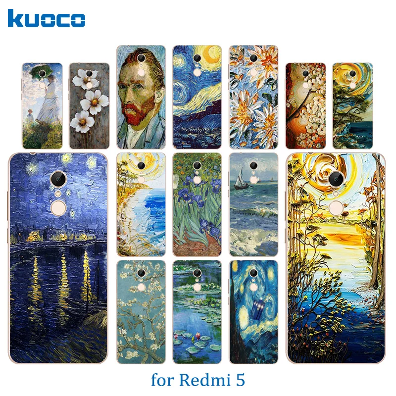 For Xiaomi Redmi 5 Case Soft Silicone TPU Back Phone Cover for Cases Van Gogh Pattern funda 5.7&quot xaomi |