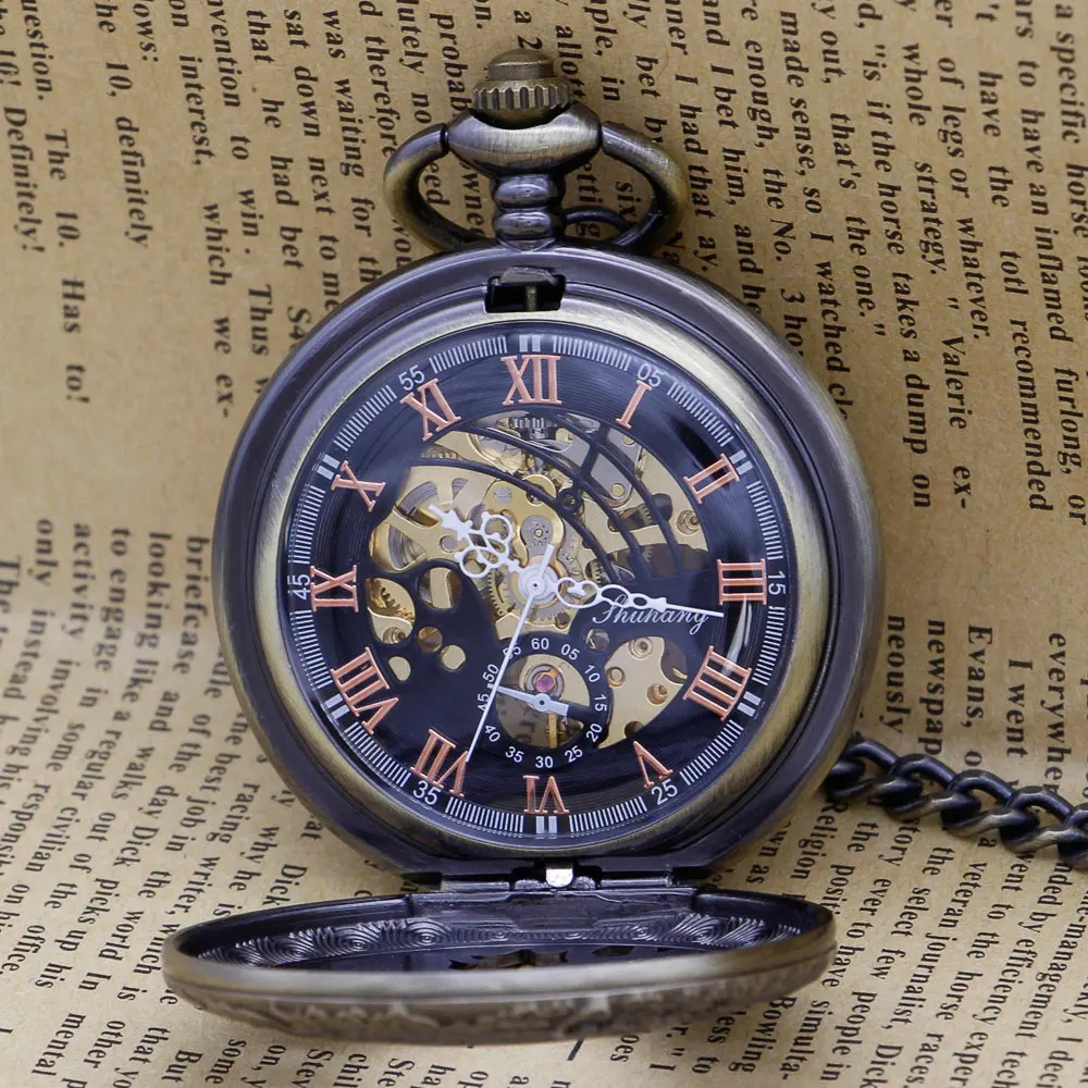 Ретро полые вырезка Механические карманные часы для мужчин для женщин сталь стимпанк уникальный FOB карманные часы на цепочке подарки