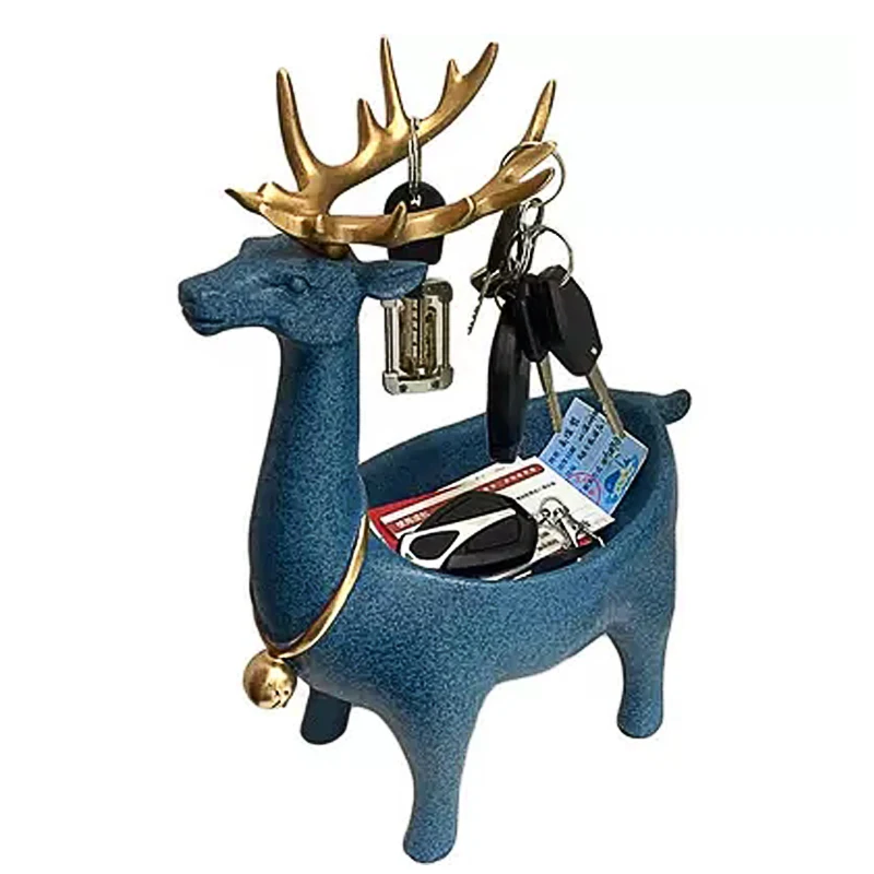  Modern Resin Deer Statue Sculpture Living Room Bedroom Decor Jewelry Key Storage Box Organizer Anim - 32954761283