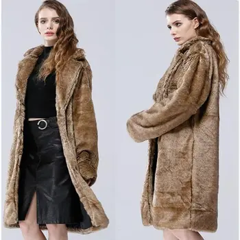 

Fashion women's faux fox fur coat female faux fur coat mink coat women's long section plus size windbreaker coat woman parkas