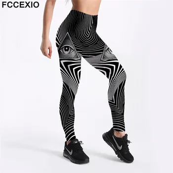 

FCCEXIO New Punk Design Women Leggings Pharaoh's Eyes Printed Legging Slim Fitness Leggings Workout Pants Fashion Trousers