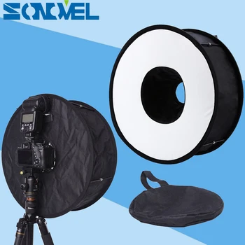 

18"/45cm Round Universal Collapsible Macro Ring Flash Diffuser SoftBox For Canon Nikon 600EX-RT 580EX II 430EX SB910 SB900 SB700