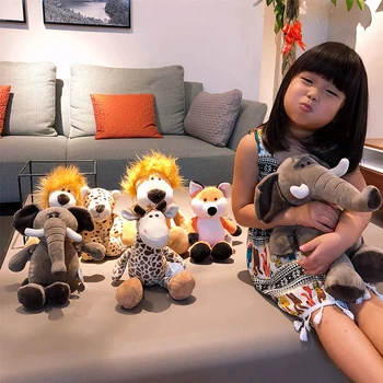 

Cute Cartoon Forest Animal Stuffed Doll Plush Elephant Jungle Series Animal Lion Monkey Zebra Giraffe Elephant Toy Children Gift