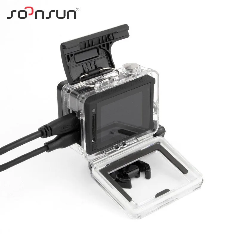 SOONSUN боковой открытый Скелет Защитный корпус чехол для GoPro Hero 4 3+ 3 камеры, задняя дверь является скелетом и осязаемым