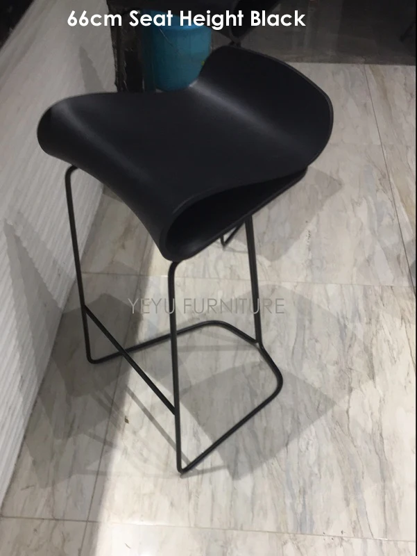 Современный дизайн пластиковое и металлическое стальное основание Лофт стильный счетчик стул, модный дизайн популярный барный стул, лофт барный стул 1 шт - Цвет: 66cm black