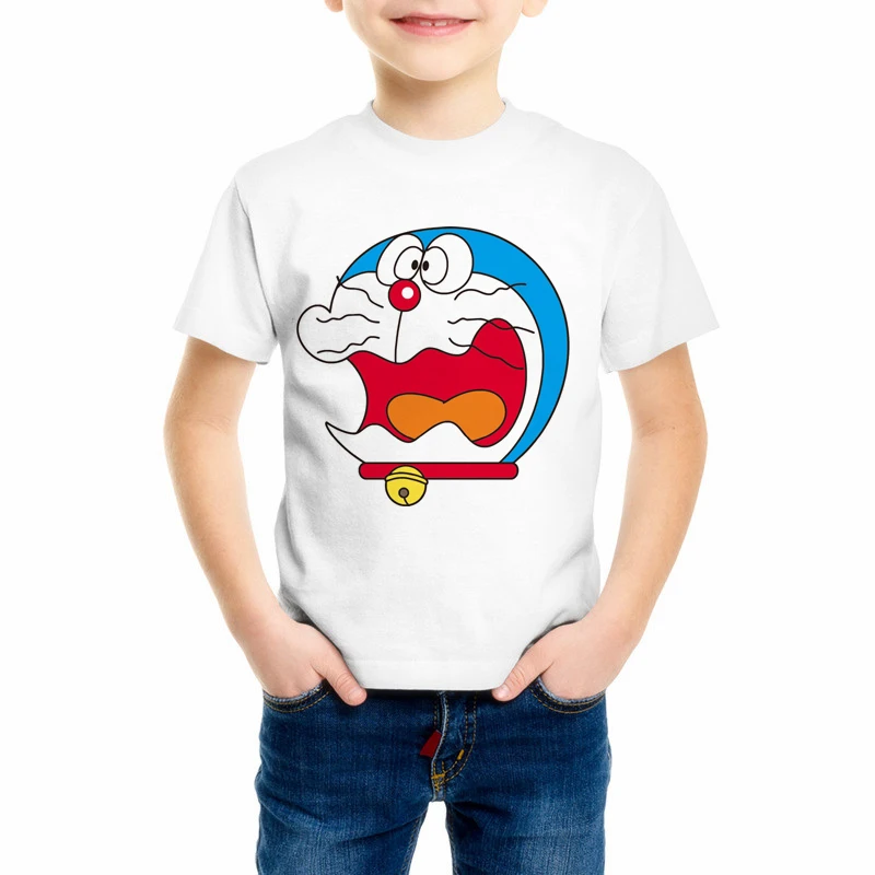 Новая футболка «Дораэмон» Детская футболка аниме «Япония» летние футболки с короткими рукавами для мальчиков и девочек «Дораэмон» топы, футболки C10-3 - Цвет: 2