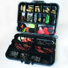128pcs Assorted Carp Fishing Accessories Tackle Boxes With Hooks, Swivels, Sequins Lures, Connectors,Stoppers,Sinkers