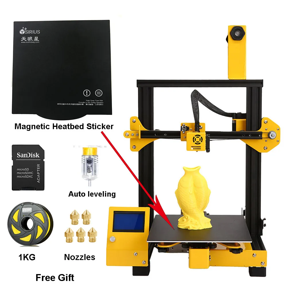 Новое поступление Sirius 3d принтер DIY комплект полу Собранный большой размер Impresora автоматическое выравнивание дополнительно SUNHOKEY