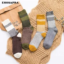[EIOISAPRA] толстые теплые креативные полосатые носки для женщин в японском стиле Харадзюку в стиле пэчворк Meias в студенческом стиле Heap Calcetines Mujer