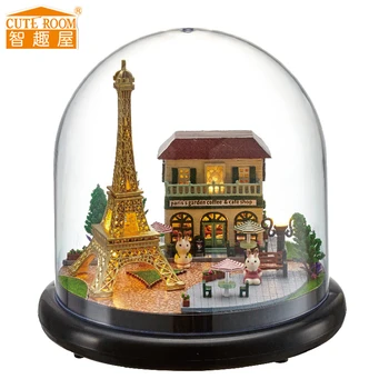 

CUTE ROOM Romantic Paris Handmade Doll Miniature Furniture DIY Doll house Wooden Toys For Children Grownups Birthday Gift B-018