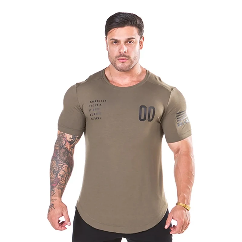 Новая простая одежда Фитнес Футболка мужская футболка с круглым вырезом хлопковые футболки для бодибилдинга футболки топы Спортивная футболка Homme