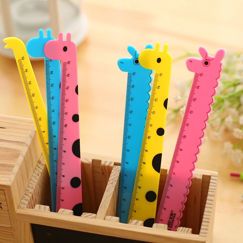 

korean giraffe cartoon School Supplies Stationery Cute Cartoon Ruler Of 15 Cm learning stationery wholesale student supplies