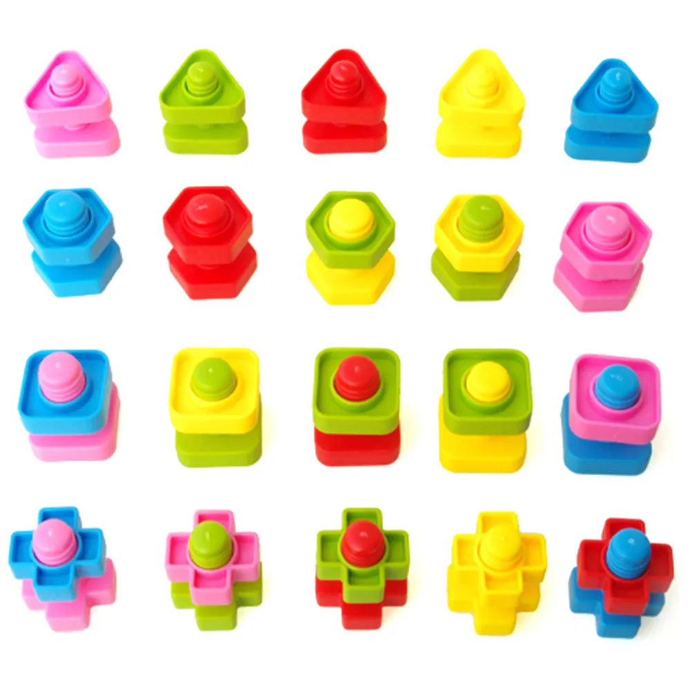 1 set Screw Building Blocks Insert Blocks Nut Shape Kids Educational Gift Toys I