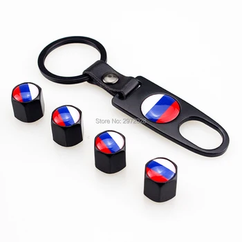 

40 x Car Stainless Steel Zinc Alloy Wheel Tire Valve Stems Caps Russia National Flag Universal With Mini Wrench Key Chain
