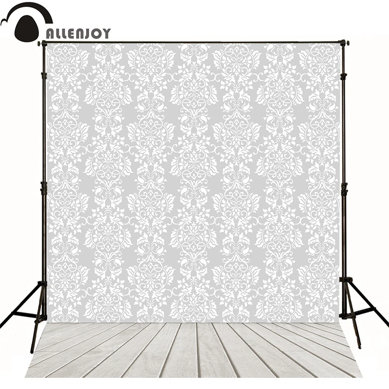 

Allenjoy Professional photography background white damask fabric baby shower backdrops photocall photo studio photophone fond
