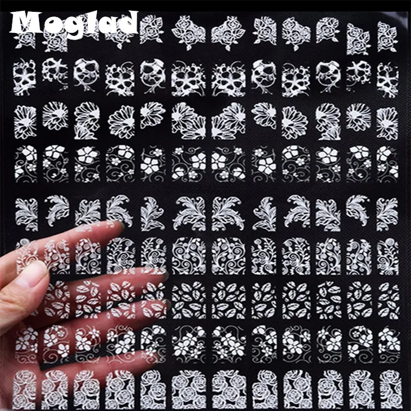 

Moglad 108pcs/sheet 3D mix designs nail art sticker Flower Nails Sticker Stencil DIY Stickers New 2017 Nail Art Decoration