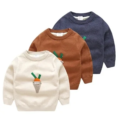 Baby Girls Coats Toddler Kids Long Sleeve Carrot Print Knit Cardigan Outwear Clothes