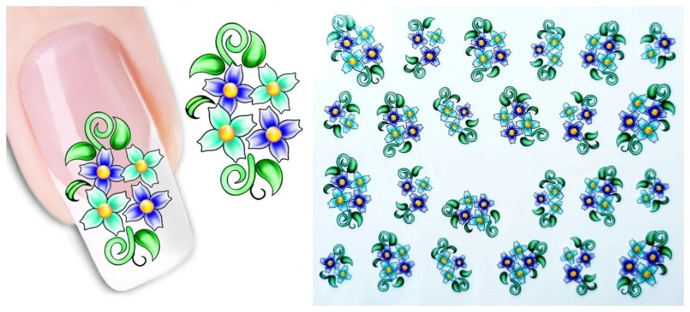 50 листов, сделай сам, красота, цветок, водяные знаки, наклейки для ногтей, наклейки для ногтей, смешанный дизайн, случайные стили, TRXF1101-1150