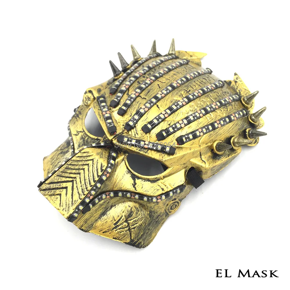 Маска для косплея из фильма "хищник", 12 В, светящаяся неоновая маска, светильник на все лицо, маска для маскарада, Вечерние Маски