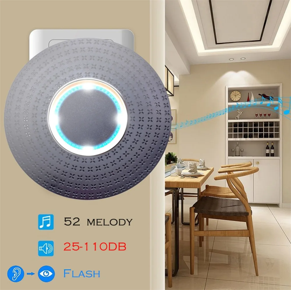 SMATRUL New Waterproof Wireless Doorbell EU Plug 300M Remote smart Door Bell Chime ring  1 2 button 1 2 3 receiver no battery Deaf Gorgeous lighting black 0