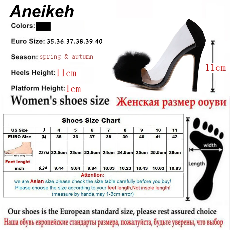 Женские прозрачные туфли лодочки Aneikeh черные вечерние из ПВХ на тонком высоком