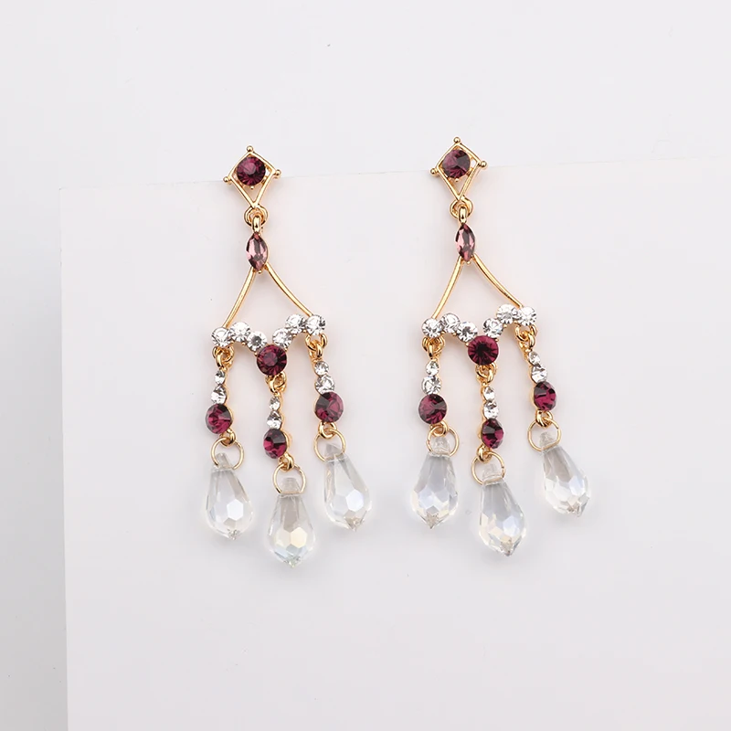 

MENGJIQIAO 2018 New Luxury Transparent Water Drop Crystal Tassel Earrings For Women Shiny Rhinestone Statement Long Pendientes
