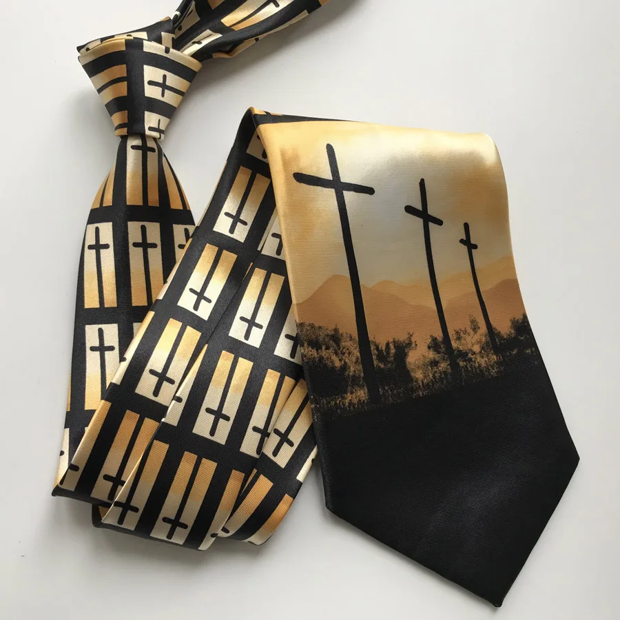 9cm Men Formal Necktie Priest Pastor Ties for Church Jesus God Bless