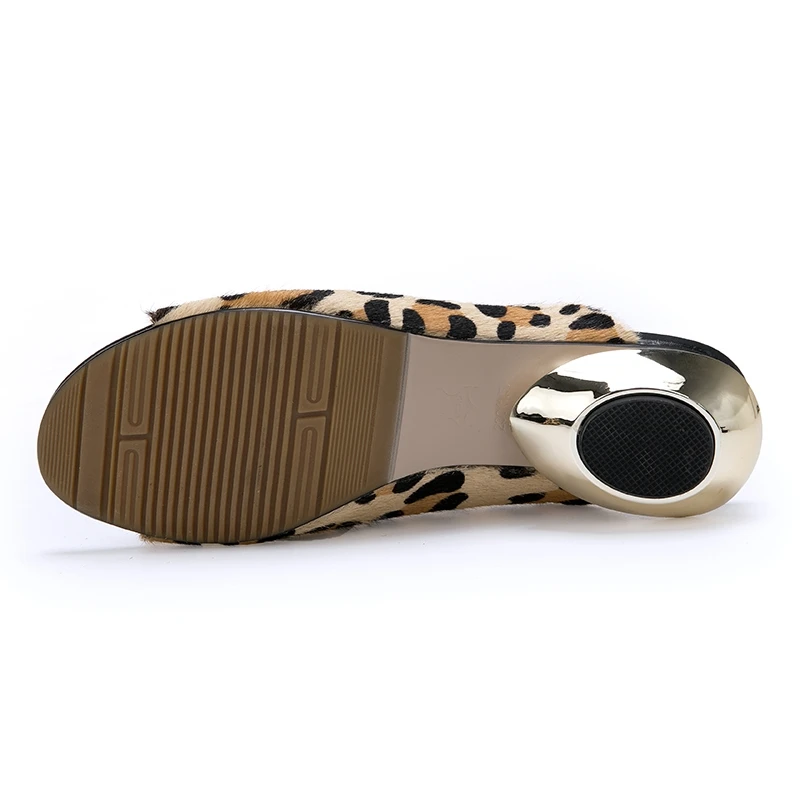 ASUMER Women sandals round heels open toe slingback summer shoes Horsehair Leopard female mules Plus size 33-43